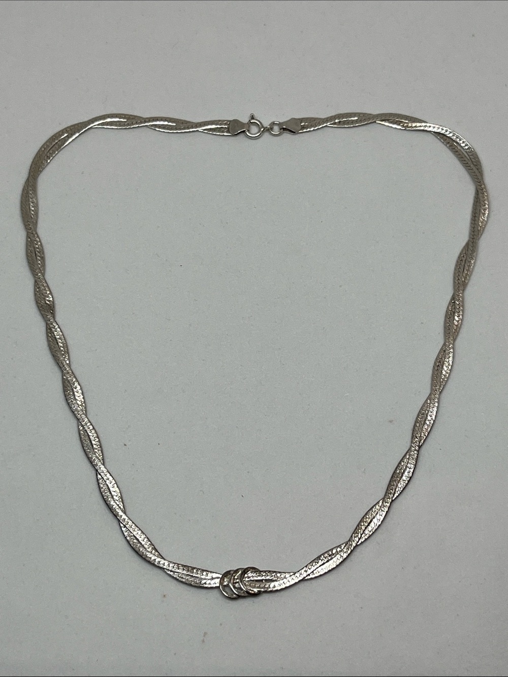 Textured Italian 925 Sterling Silver Twist Knot Necklace for Women